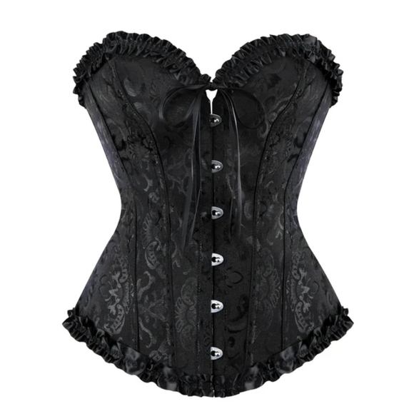 S - XL • Jacquard Lace Up Bustier Top Boned Overbust Corset • NWOT - Picture 1 of 8